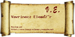 Vavrinecz Elemér névjegykártya